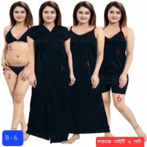 Indian Premium Night Dress Six Part( Black )