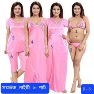 Indian Premium Night Dress Six Part( Pink )